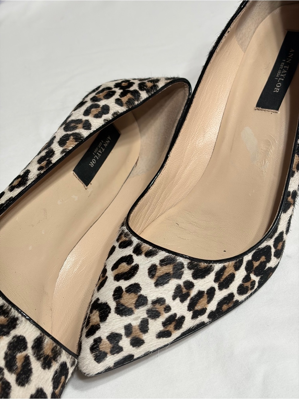 Ann Taylor Leopard-Print Pointed Toe Flats - Black, Brown, Cream